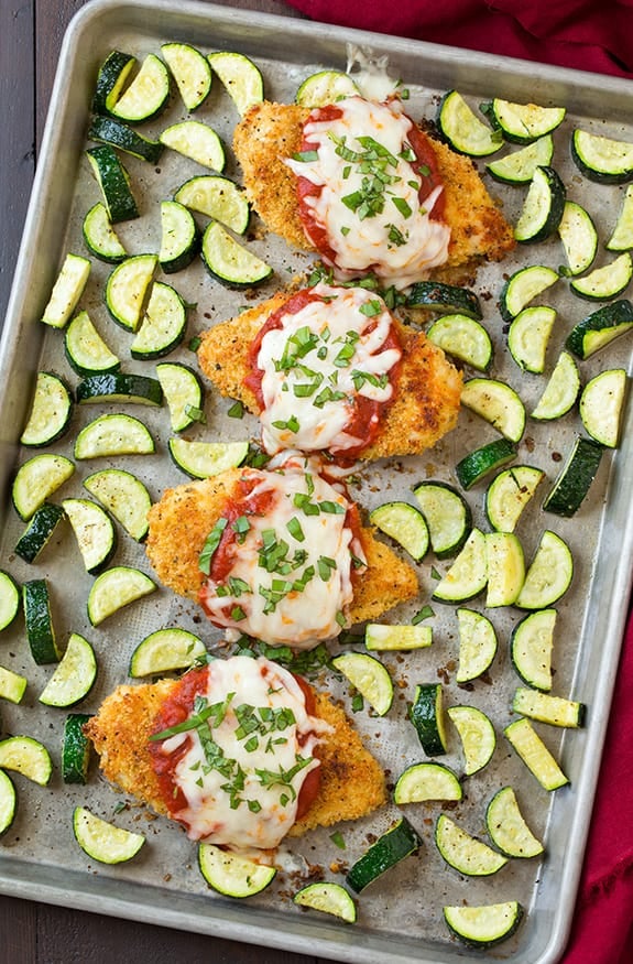 Chicken Parmesan and Roasted Zucchini | Healthy Sheet Pan Recipes ...