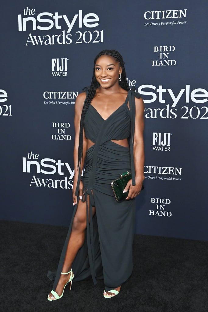 Simone Biles Wears Green Cutout Dress at InStyle Awards