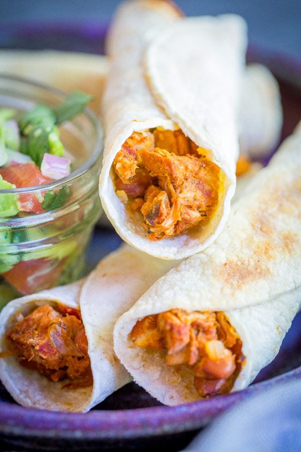 Jackfruit and Pinto Bean Baked Taquitos