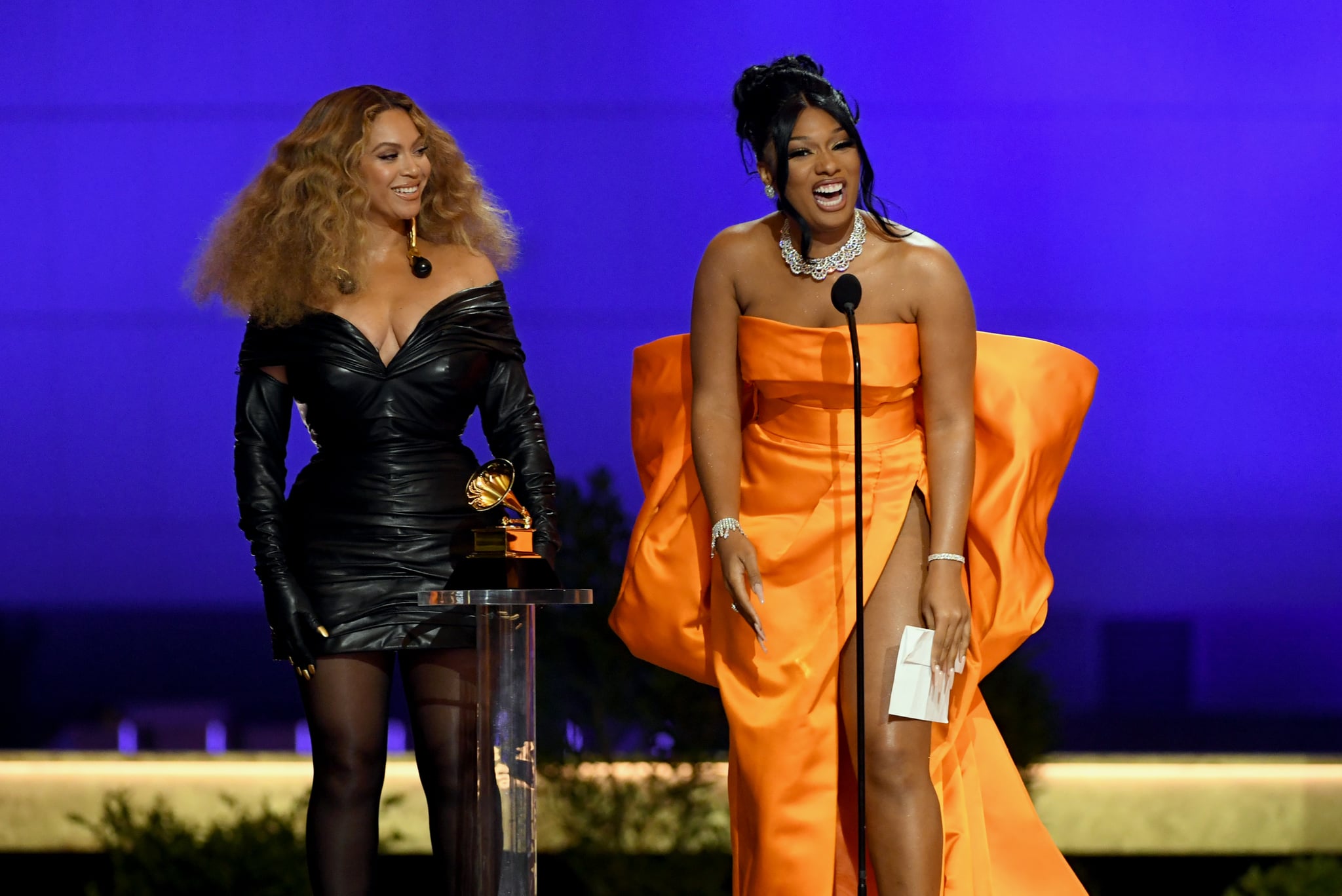 Beyoncé Schiaparelli Leather Dress at the 2021 Grammys