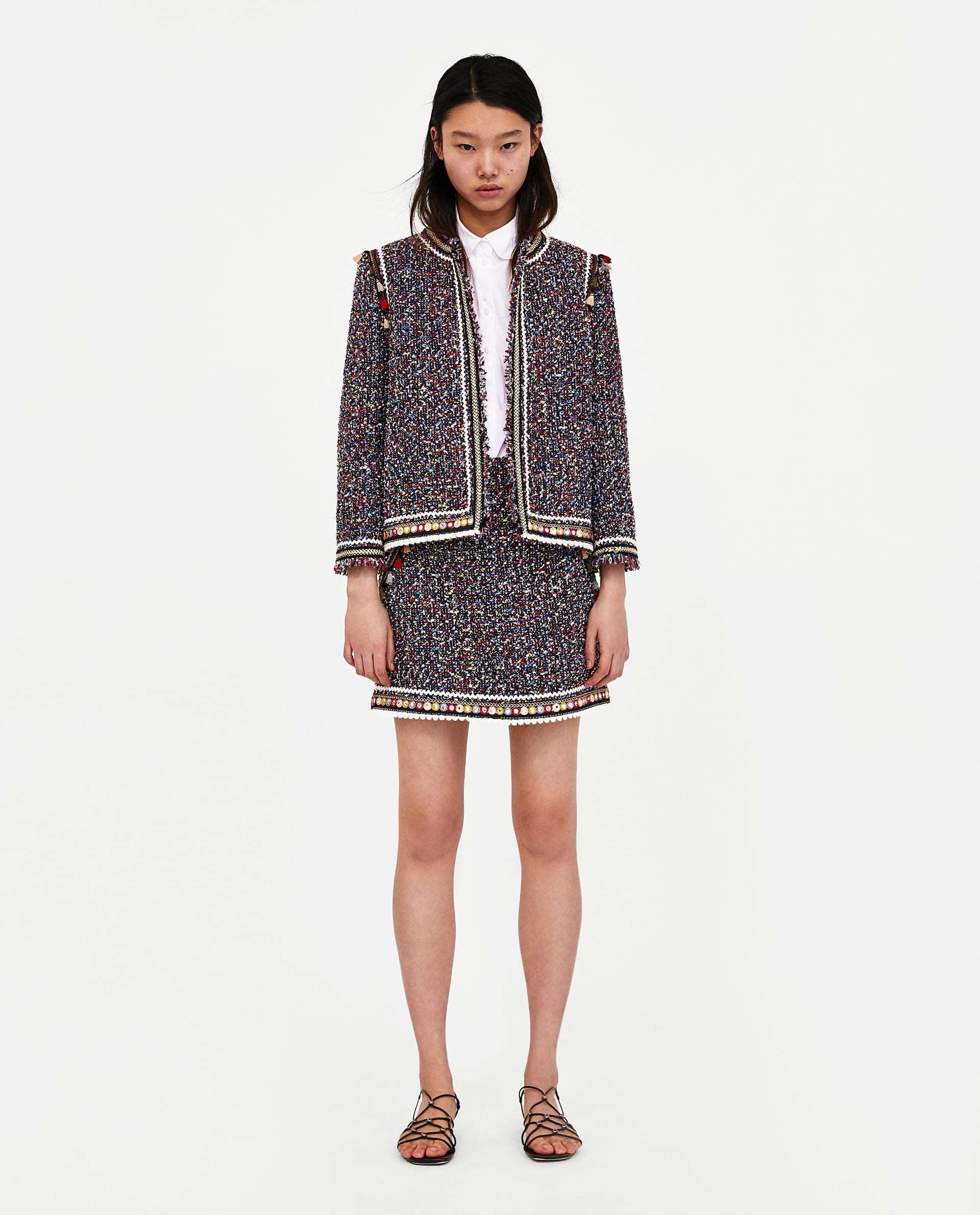 tweed skirt suit zara