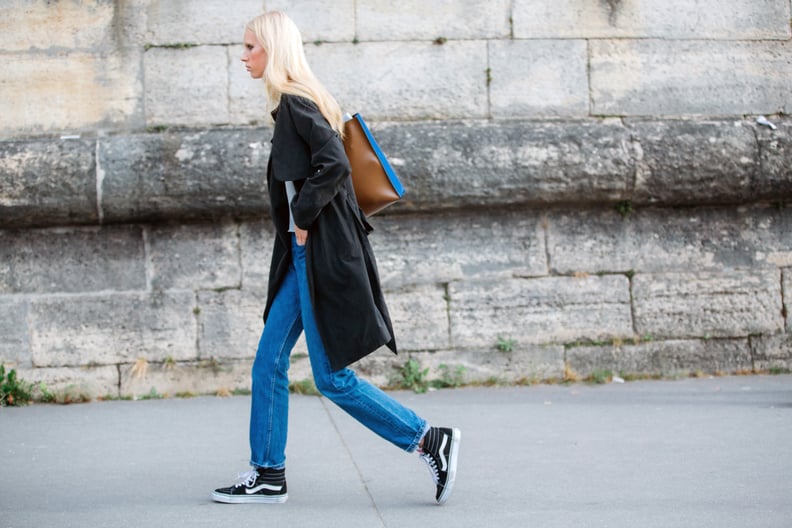 Full-Length Jeans + High-Top Sneakers