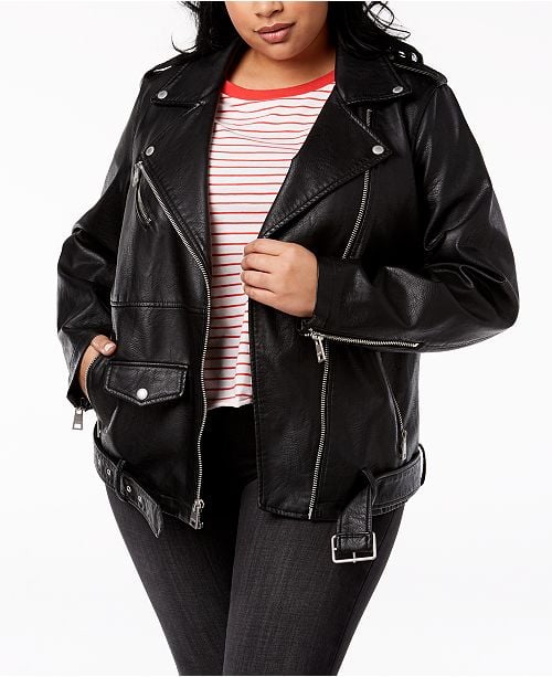 Levi's Faux-Leather Oversized Moto Jacket | Leather Jacket Season Is  Coming, and These 9 Picks Are Perfect For Women With Curves | POPSUGAR  Fashion Photo 2