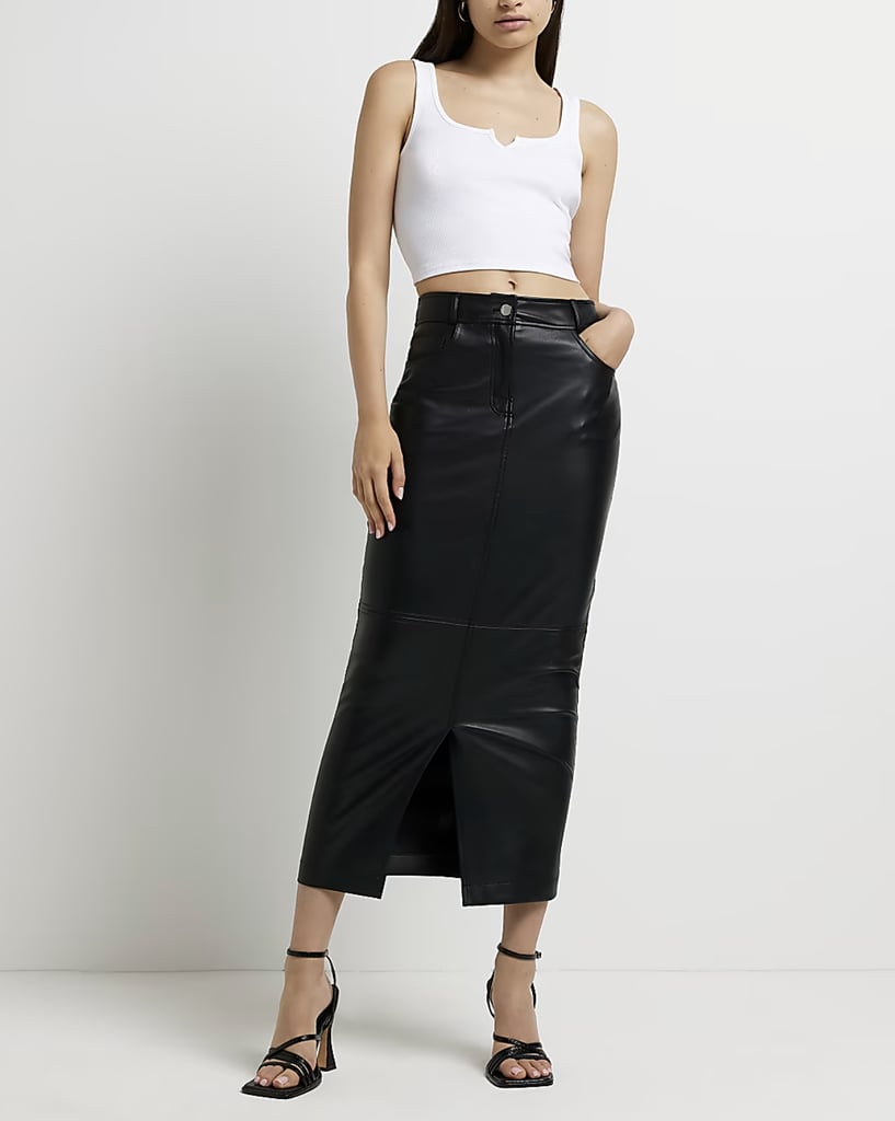Best Leather Maxi Skirt: River Island Black Faux-Leather Maxi Skirt