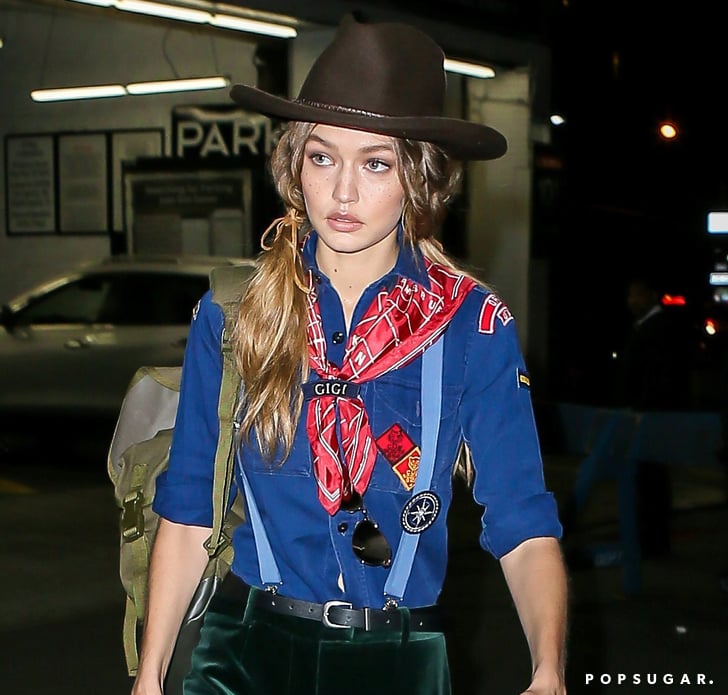 Gigi�s Blue Shirt For Her Costume Had Patches Gigi Hadid Cub Scout Gigi�s Blue Shirt For Her Costume Had Patches Gigi Hadid Cub Scout