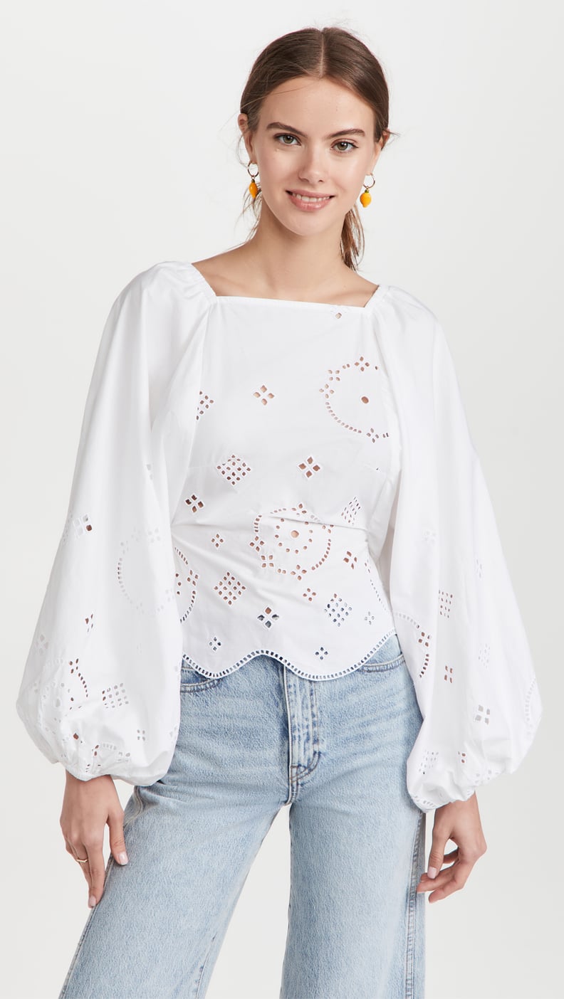 Ganni Broderie Anglaise Blouse