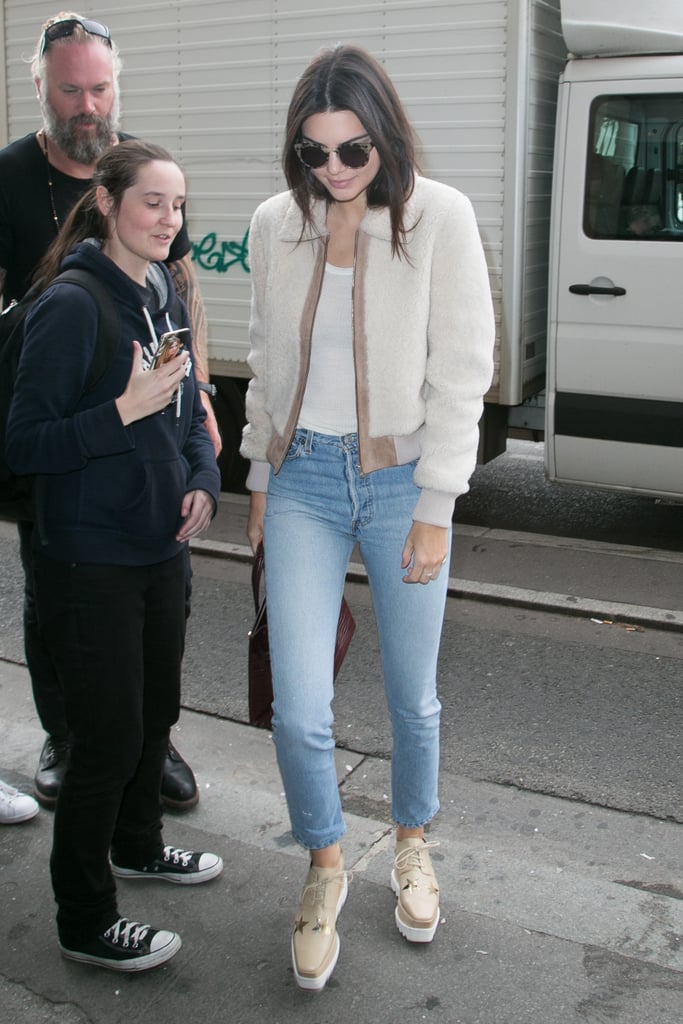Kendall Jenner Wearing Shearling Jacket