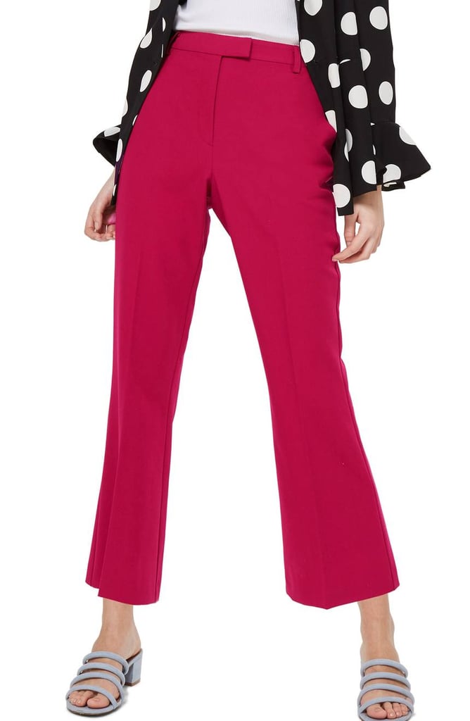 leather kick flare trousers