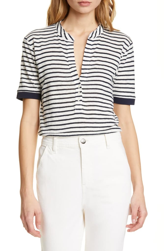 Frame Stripe Linen Top