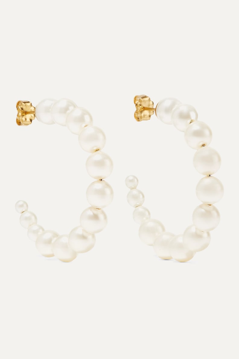 Chan Luu Gold-Plated Pearl Hoop Earrings