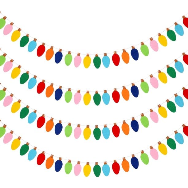 4 Sets Christmas Felt Rainbow Lights Garlands