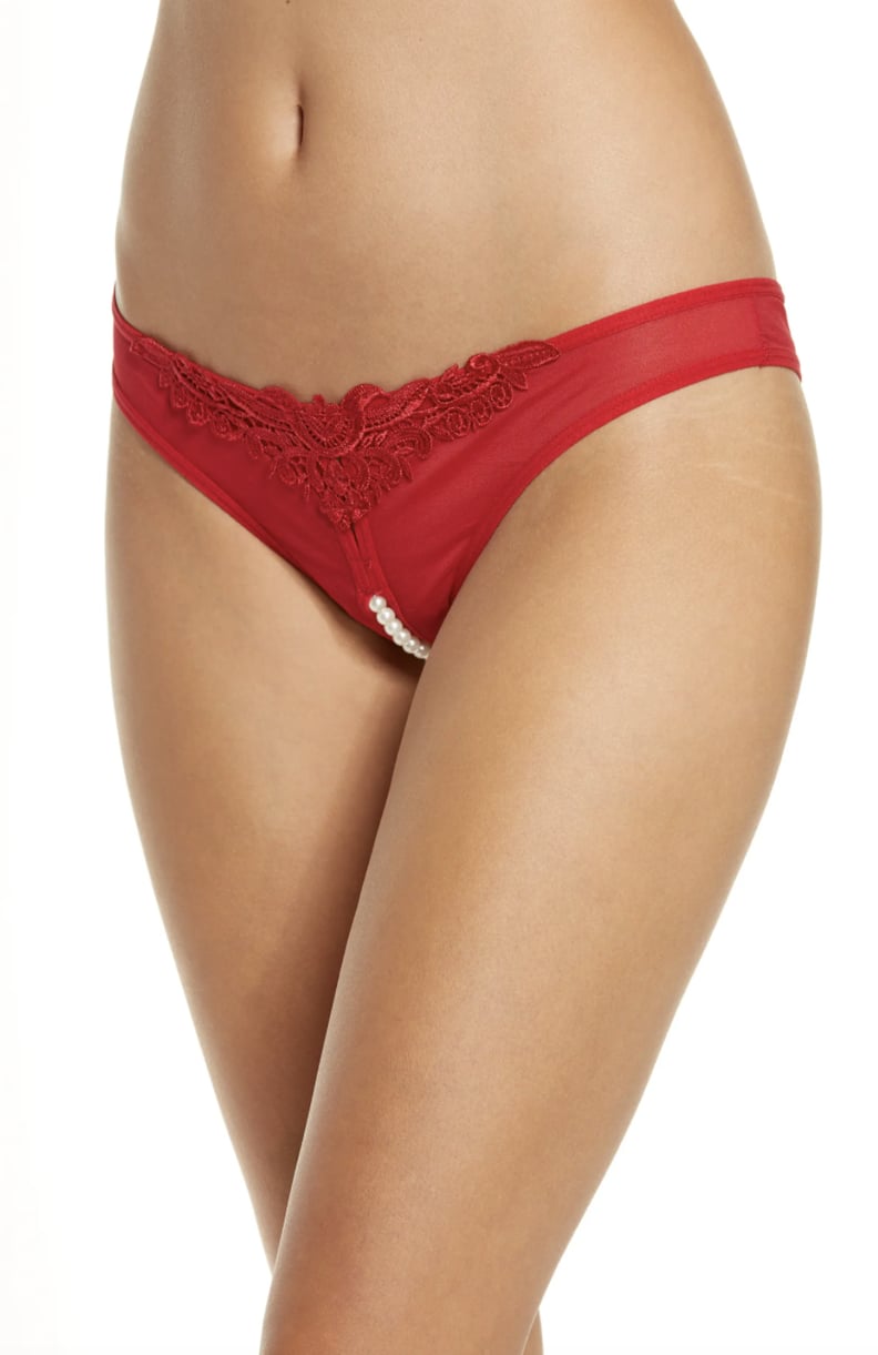 Red Lace Mesh Thong, Lingerie