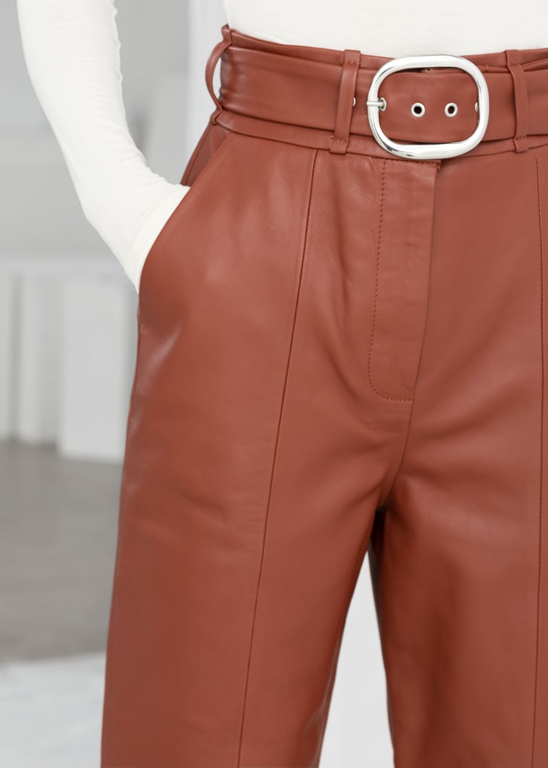 & Other Stories Belted Leather Pants in Rust