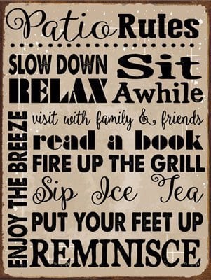 Patio Rules Metal Sign ($21)