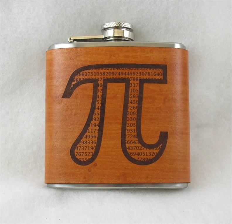 Pi Flask With Engraved Leather Wrap