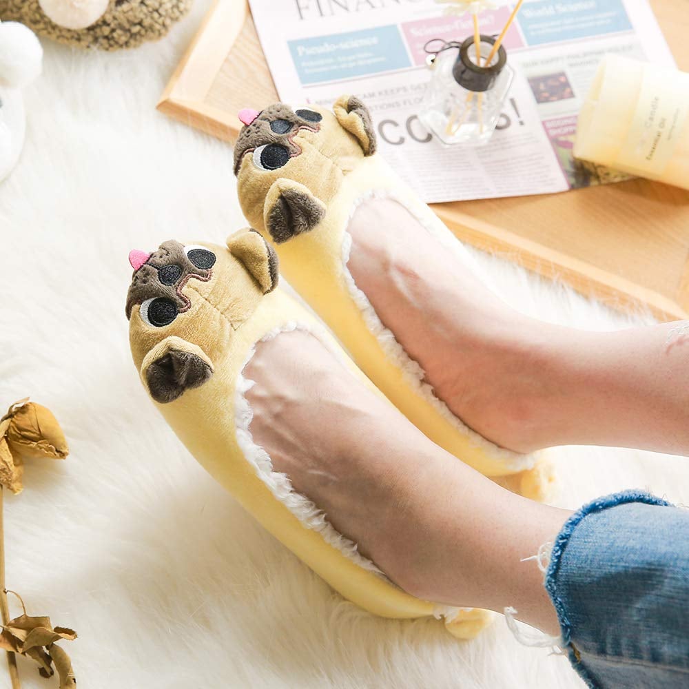 Plush Winter Warm Pug Slippers