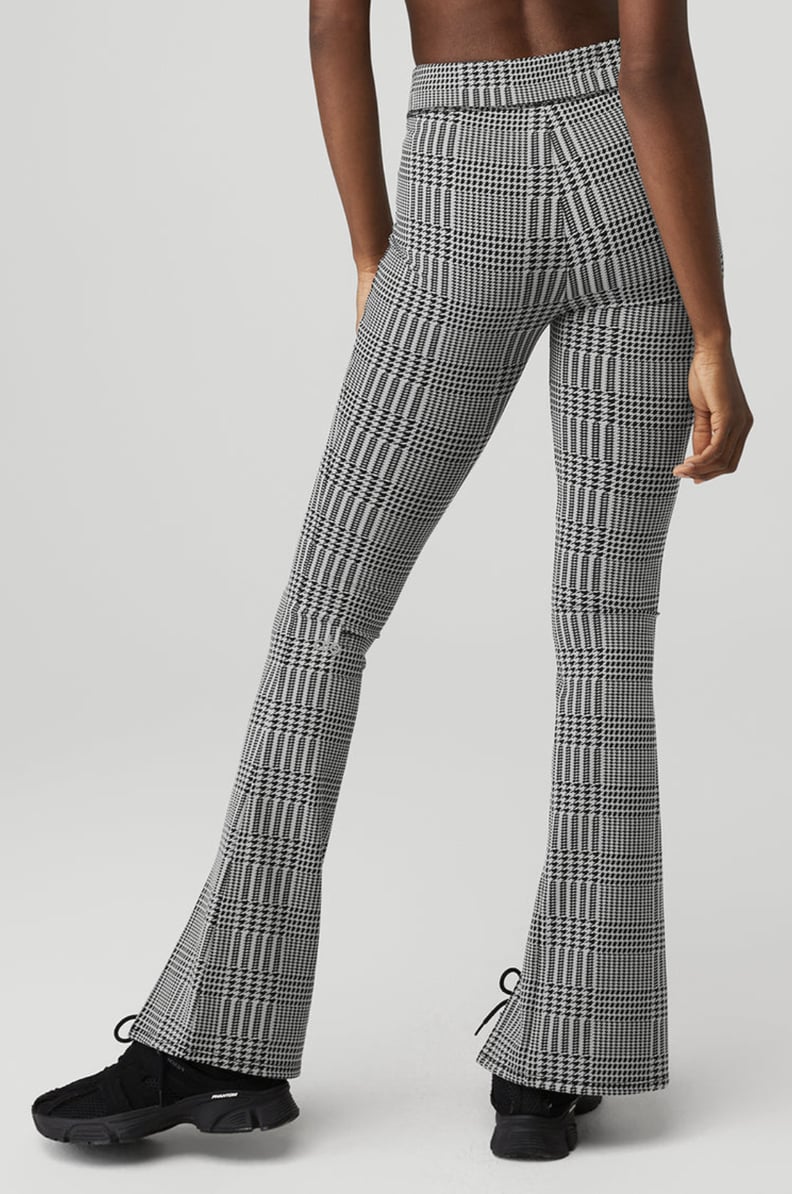 Jacquard High-Waist Glenplaid Flutter Legging in Titanium/Black