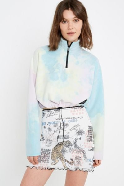 UO Tie-Dye Fleece Track Jacket