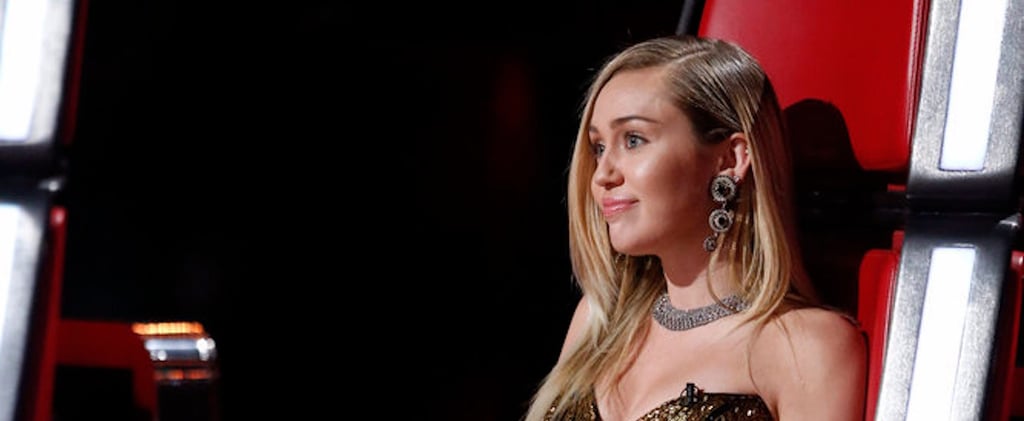 Miley Cyrus Gold Sequin Dress on The Voice