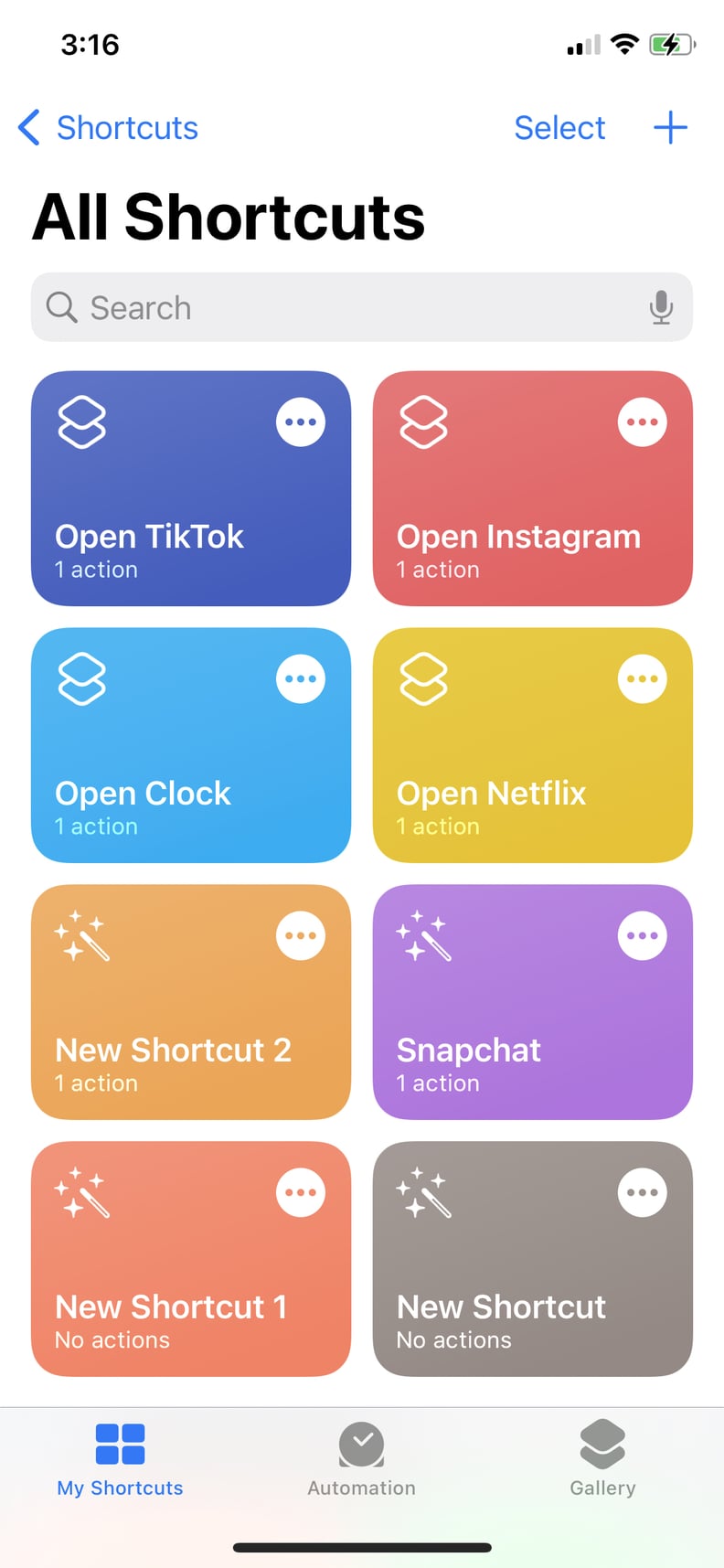 Open the "Shortcuts" App on Your iPhone