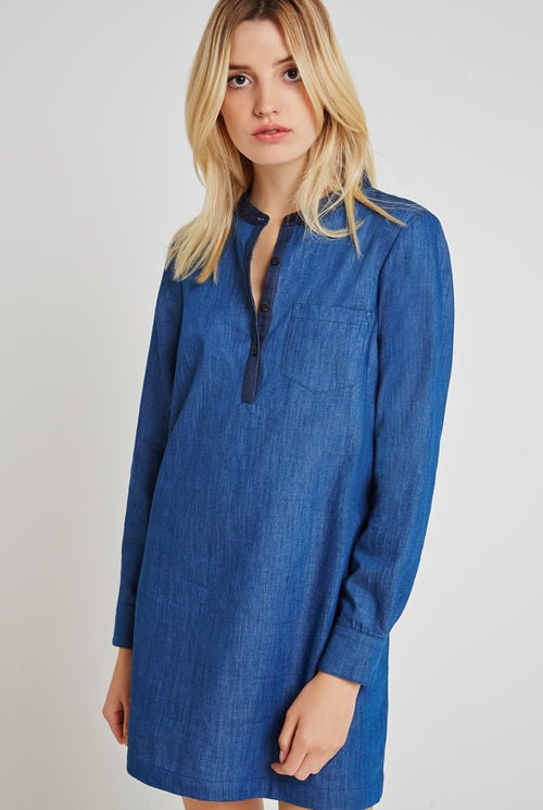 BCBGeneration Henley A-Line Denim Dress