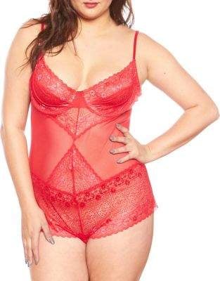 Just Sexy Lingerie Lace and Mesh Bodysuit