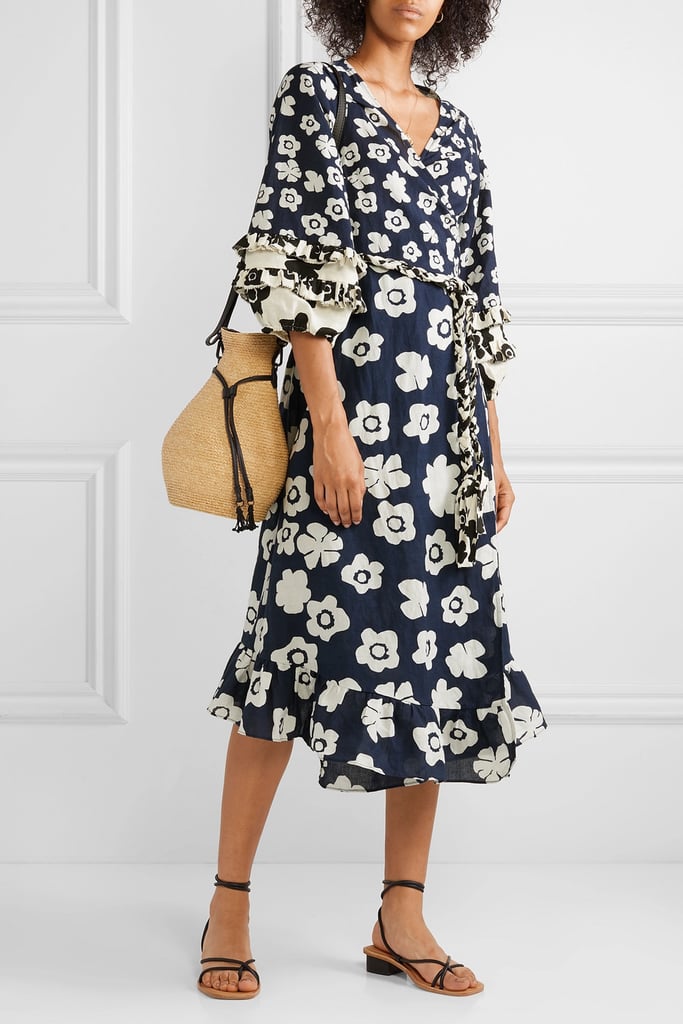 APIECE APART Beja Ruffled Floral-Print Linen and Cotton-Blend Wrap Dress