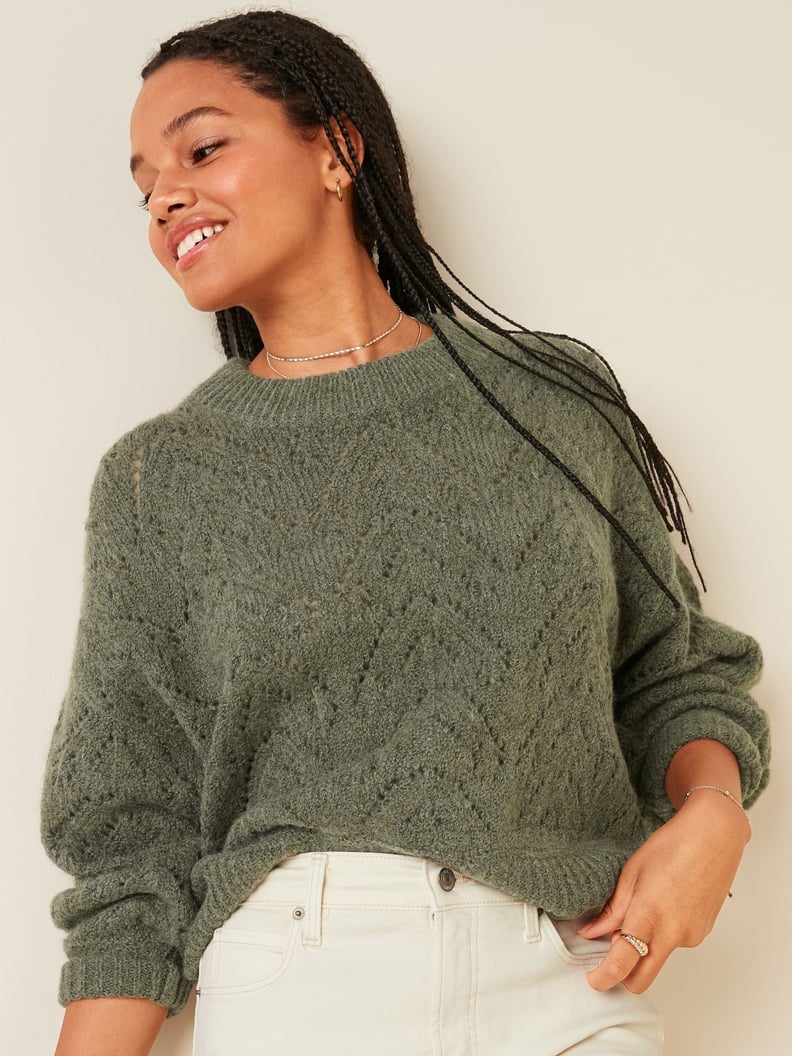 Old Navy Cozy Pointelle-Knit Crew-Neck Sweater