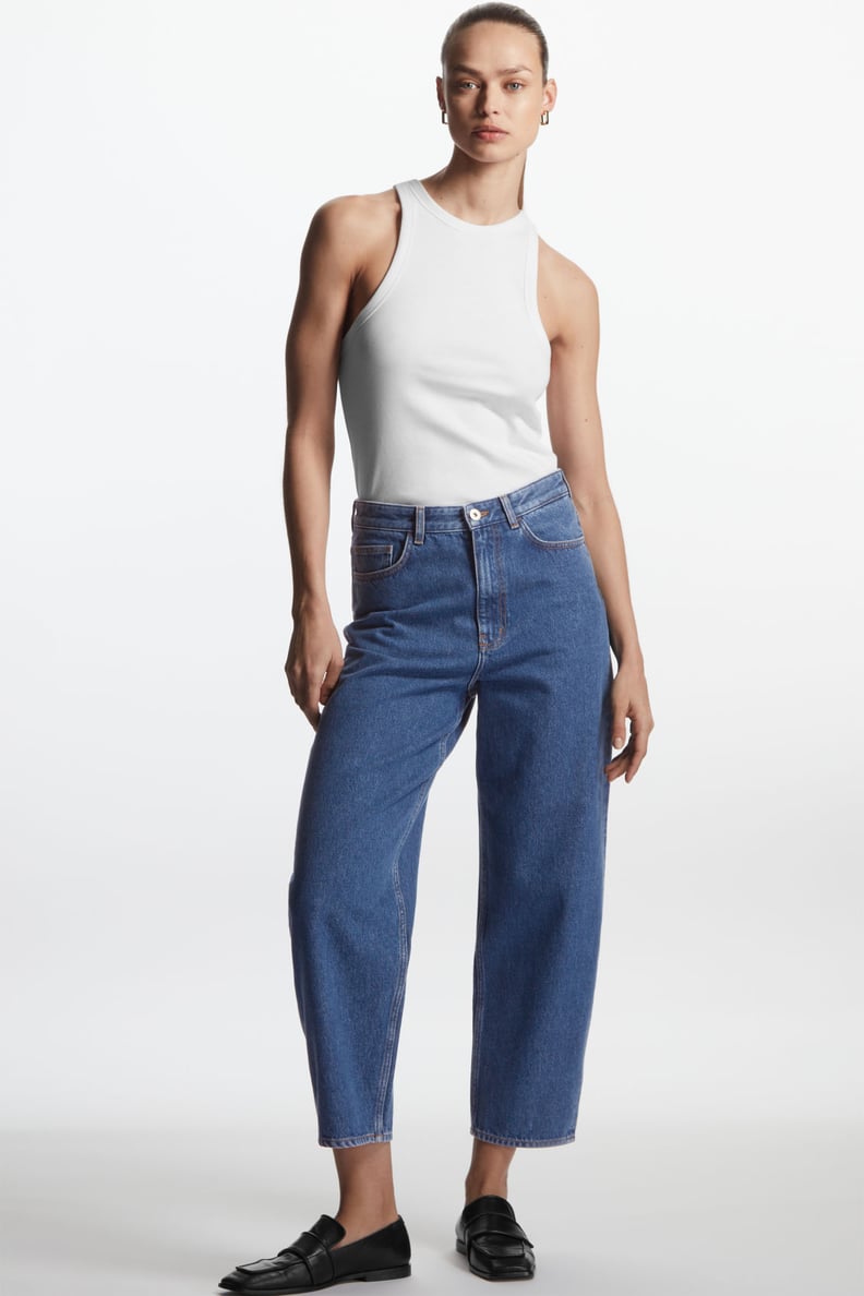 Recycled-Cotton Tapered-Leg Jeans