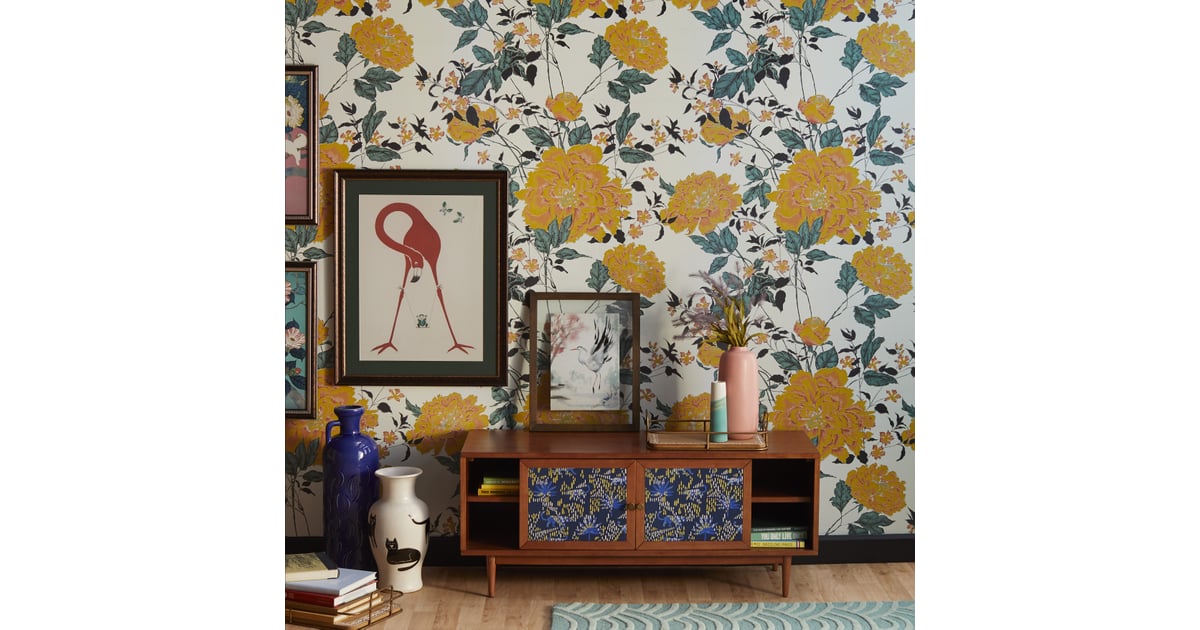 Yellow Vintage Floral Peel And Stick Wallpaper Drew Barrymore S