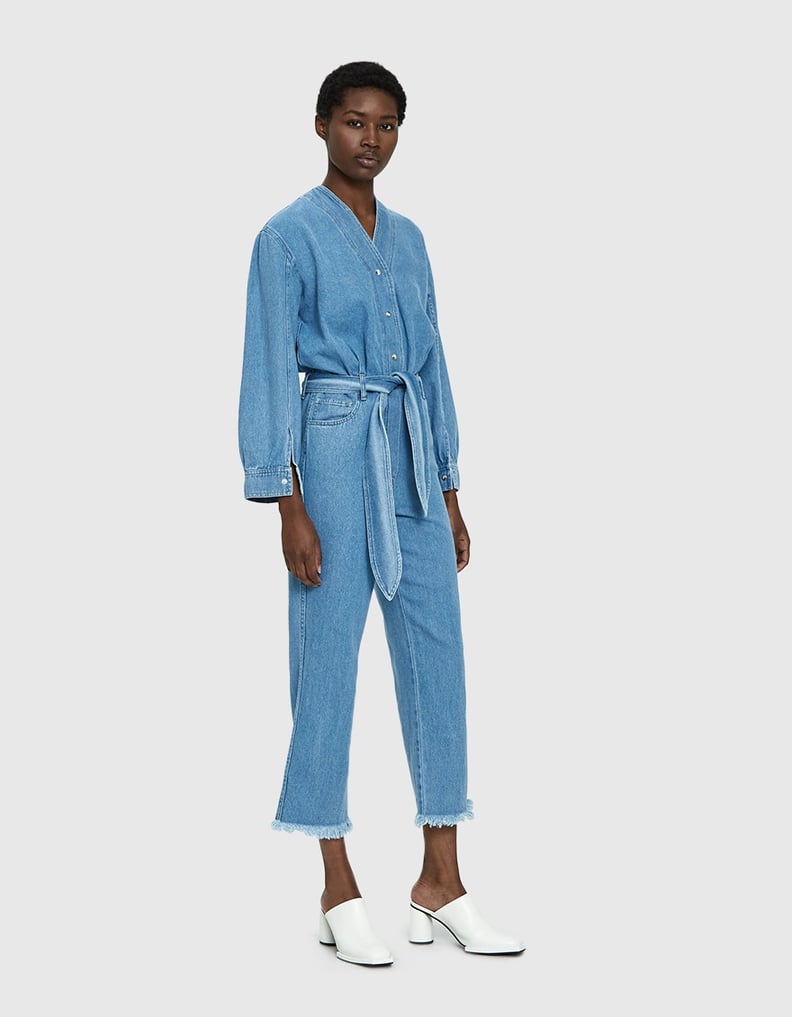 Nanushka Prya Balloon Sleeve Denim Jumpsuit