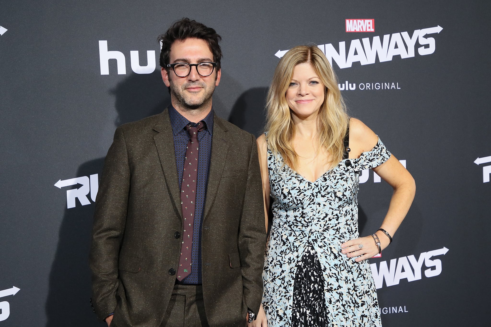 LOS ANGELES, CA - NOVEMBER 16:  Executive producers Josh Schwartz and Stephanie Savage arrive at the premiere of Hulu's 