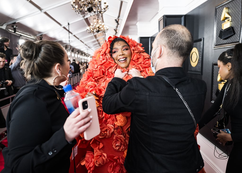 Lizzo's Floral Cape Dress at the Grammys 2023 | Photos