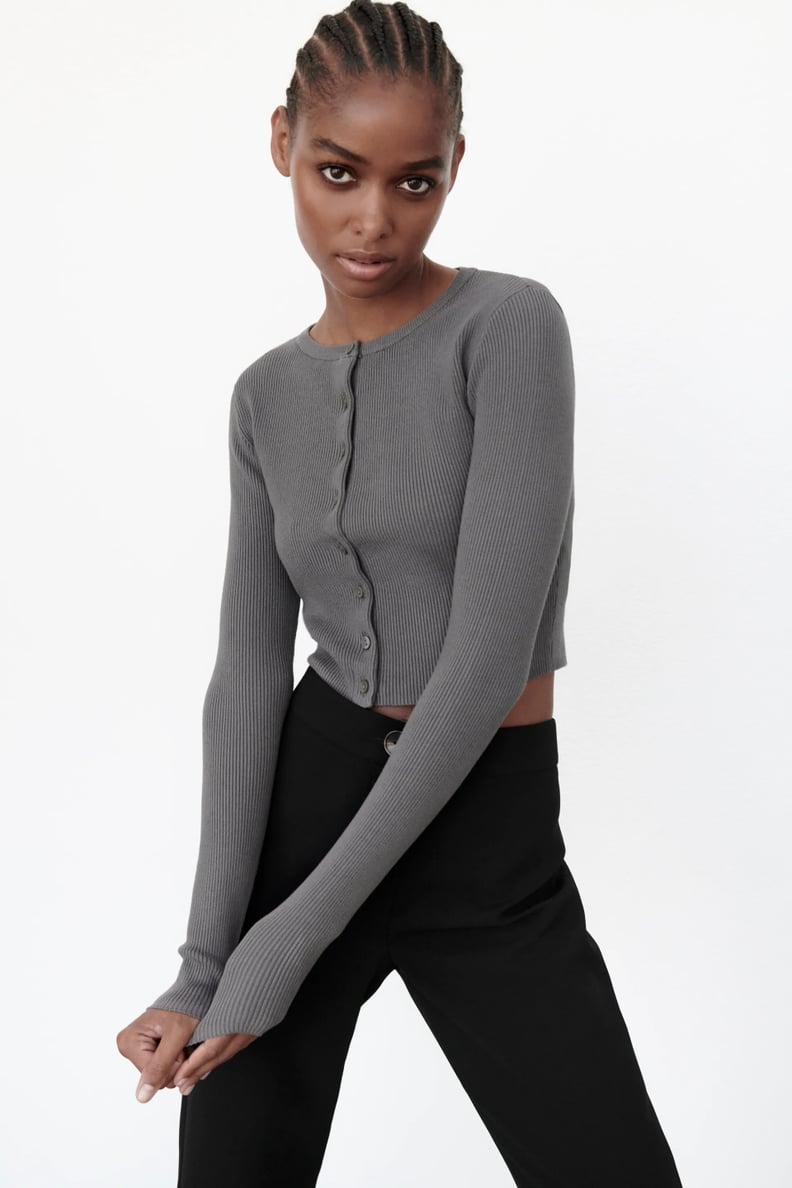 A Cropped Cardigan: Zara Ribbed Knit Jacket