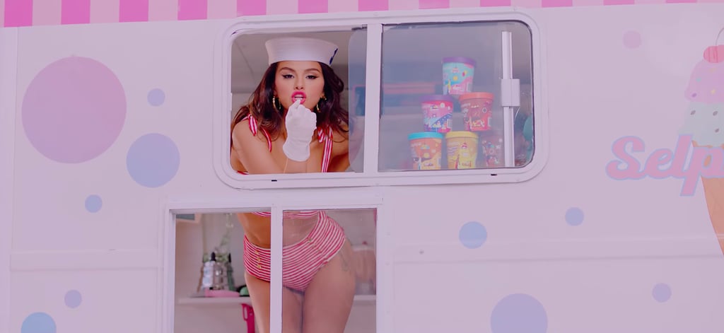 Selena Gomez's Red Striped Bikini in the "Ice Cream" Video