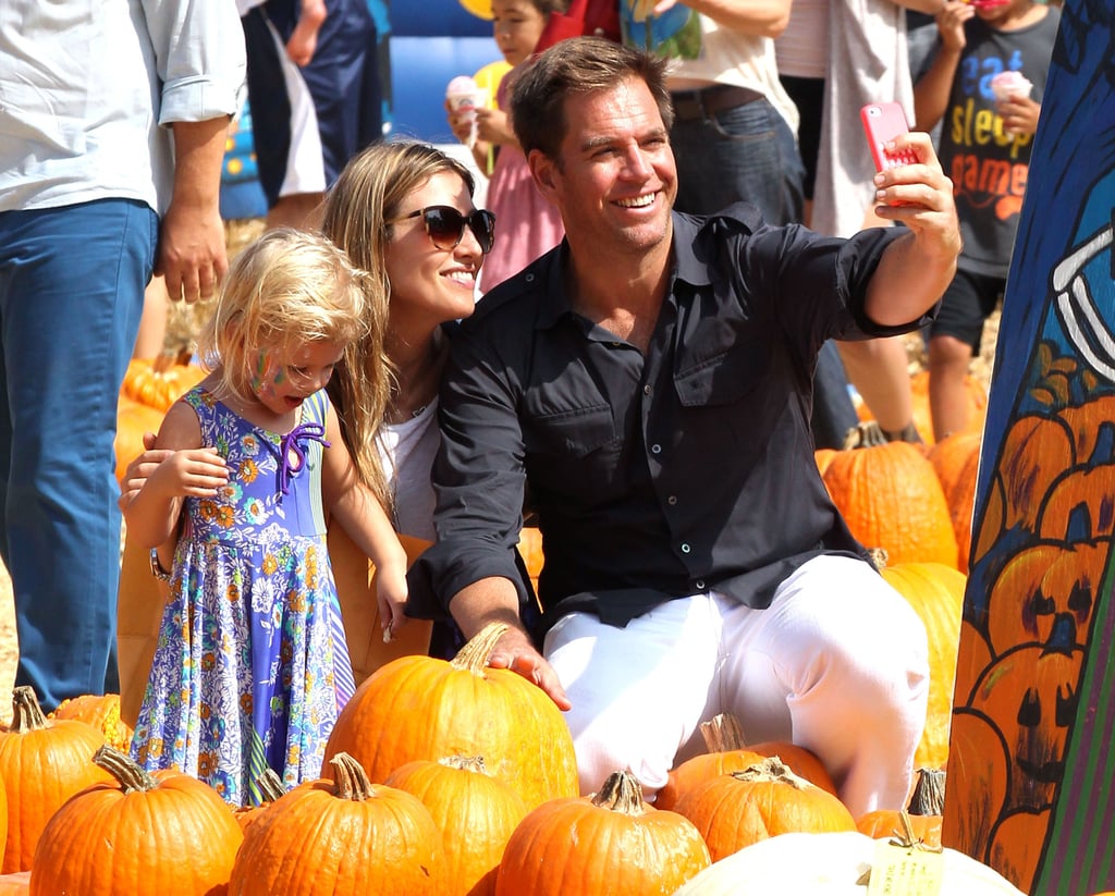 NCIS actor Michael Weatherly snapped a family selfie at an LA patch.