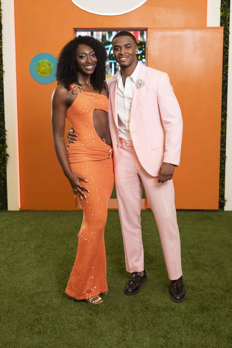 LOVE ISLAND USA -- Episode 801 -- Pictured: (l-r) Aniya Harvey, Kuman Dameon Chandler -- (Photo by: Ben Symons/Peacock via Getty Images)