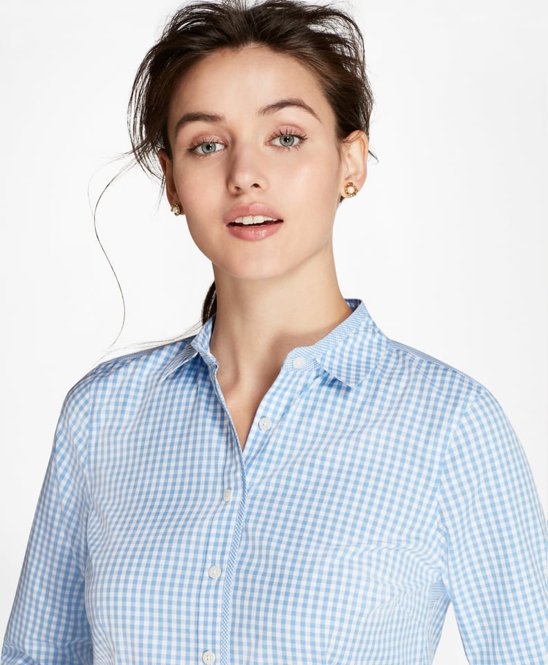 Brooks Brothers Petite Non-Iron Tailored-Fit Gingham Stretch-Cotton Fun Shirt