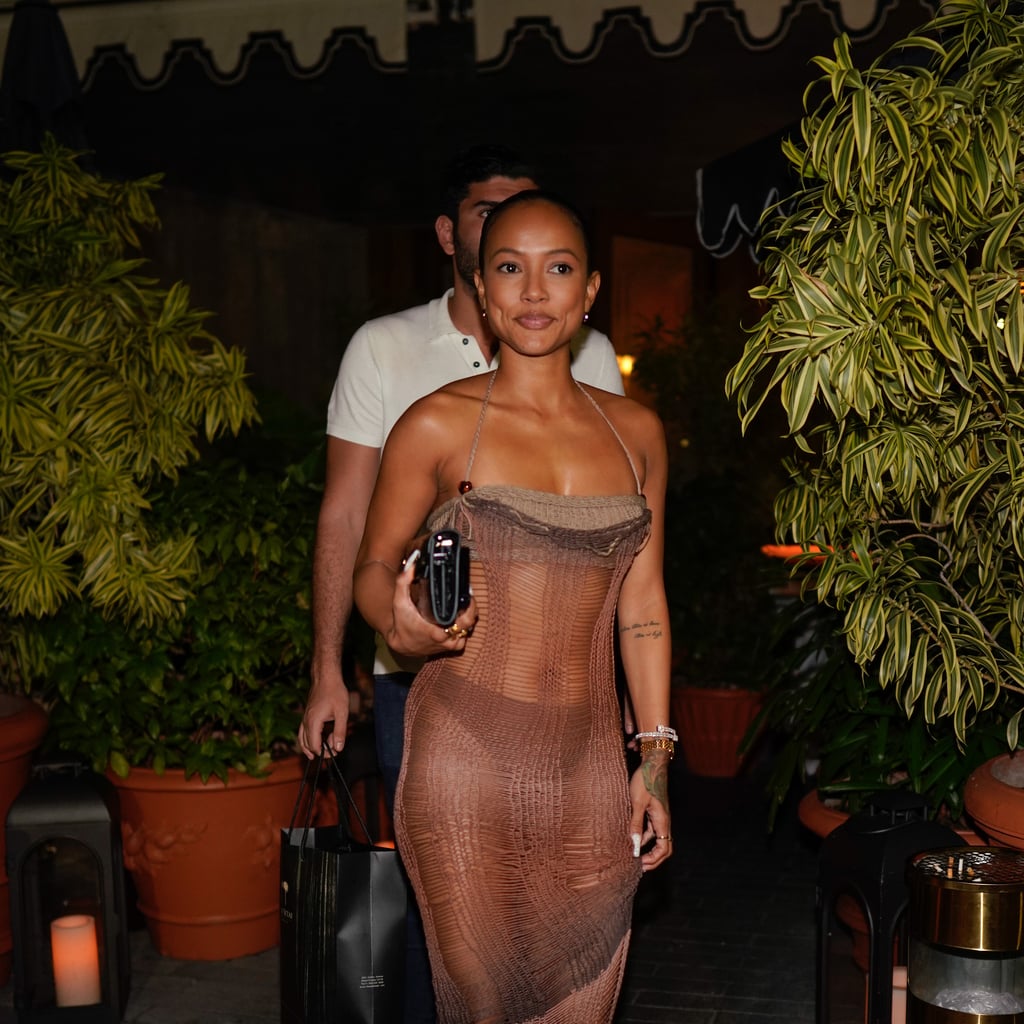 Karrueche Tran Steps Out in a Sheer Maxi Dress and Bandeau Bra