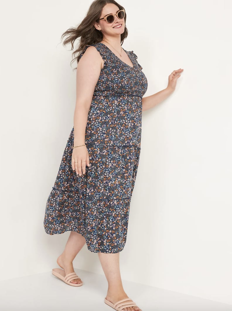 Old Navy Fit and Flare Smocked Floral Maxi Dress