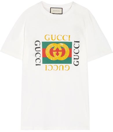 Gucci Appliquéd Distressed Printed Cotton-Jersey T-Shirt