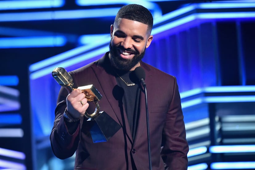 LAS VEGAS, NV - MAY 01:  Drake accepts Top Artist on stage during the 2019 Billboard Music Awards at MGM Grand Garden Arena on May 1, 2019 in Las Vegas, Nevada.  (Photo by Jeff Kravitz/FilmMagic for dcp)