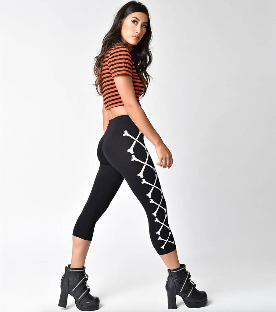 Black & White High Waist Crossbone Capri Leggings ($38)