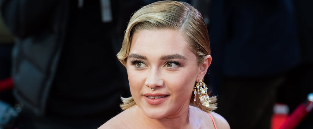 Florence Pugh Wears a White Erdem Bustier Crop Top and Skirt