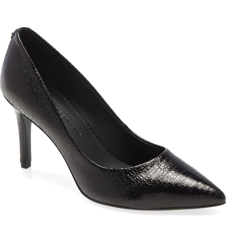 Karl lagerfeld paris royale point toe shop leather pumps