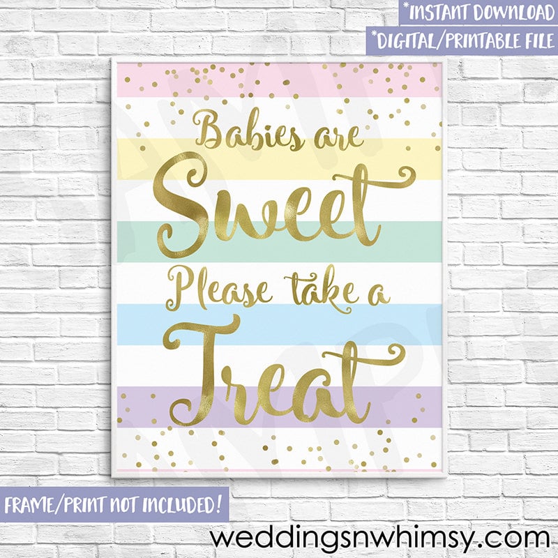 Baby Shower Dessert Sign Bright And Cheery Rainbow Baby Shower