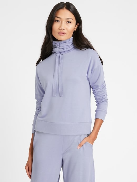 Banana Republic Ruche-Neck Fleece Sweatshirt