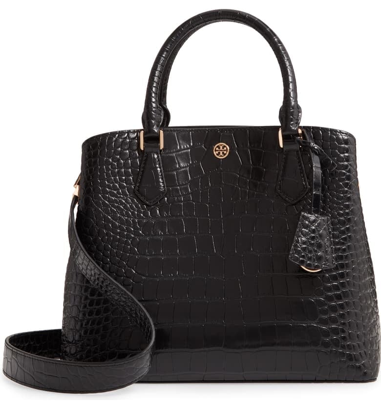 Tory Burch Robinson Croc Embossed Leather Tote