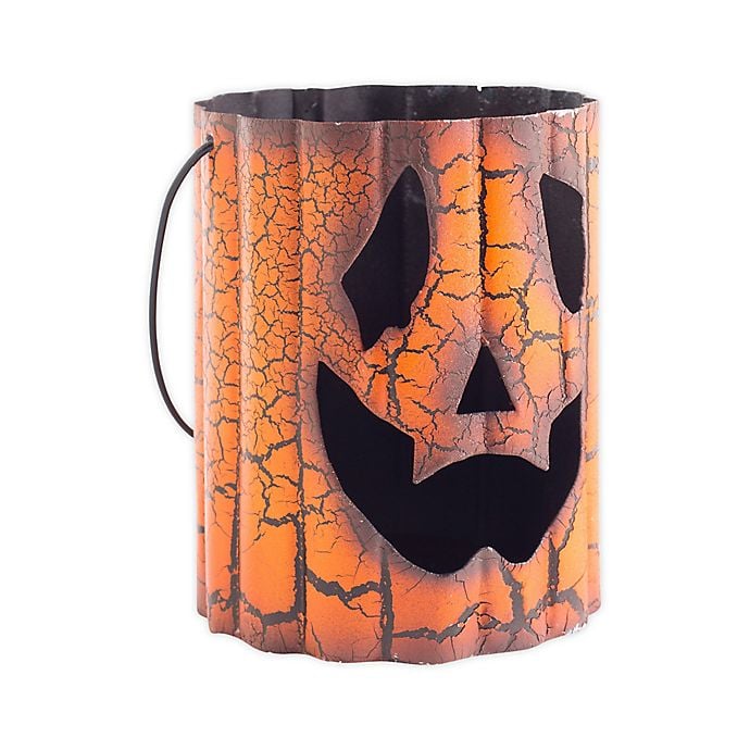 Heritage Home Halloween Pumpkin Tin Candle Holder