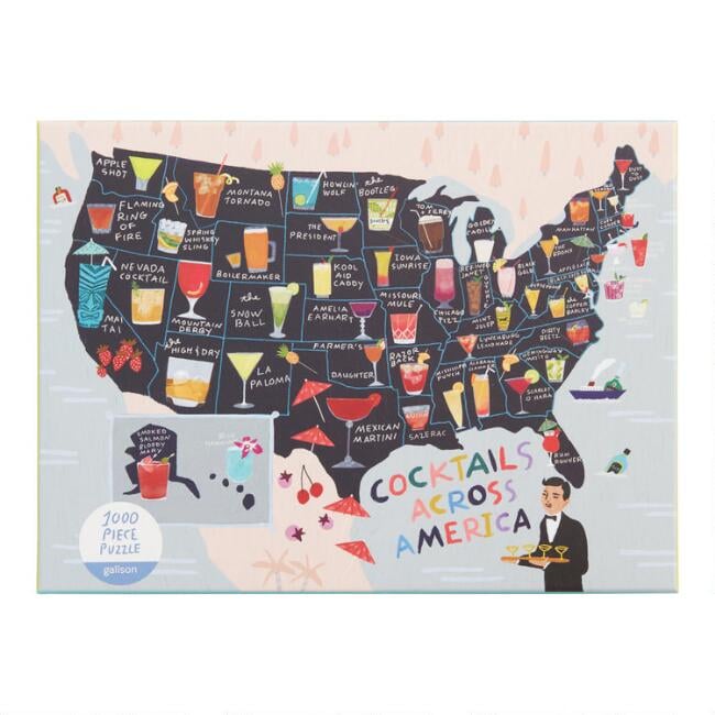 Galison Anne Bentley Cocktails Map 1000 Piece Puzzle